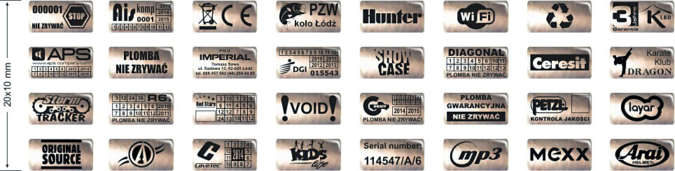 Plomby gwarancyjne srebrny VOID MAT M-0015